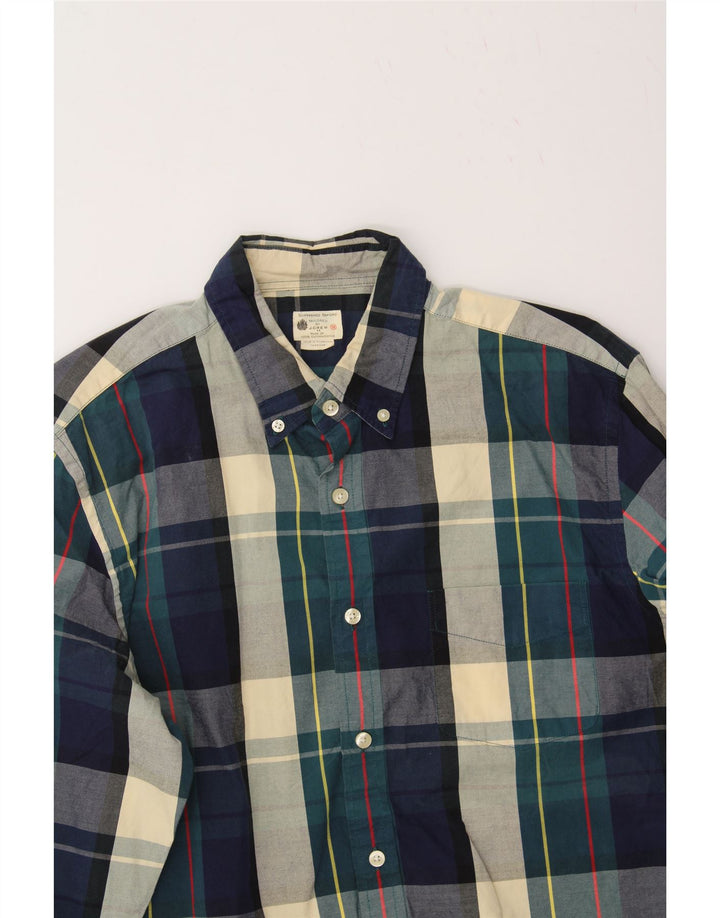 J. CREW Mens Tailored Shirt Medium Navy Blue Check Cotton Vintage J. Crew and Second-Hand J. Crew from Messina Hembry 