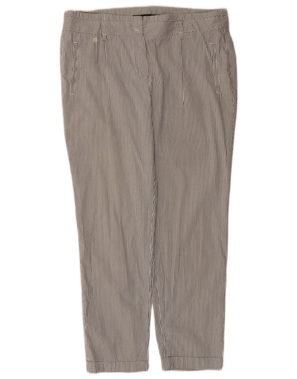 Zara Slim Chino-Hose für Damen, EU 44, XL, W34, L28, weiße Nadelstreifen-Baumwolle
