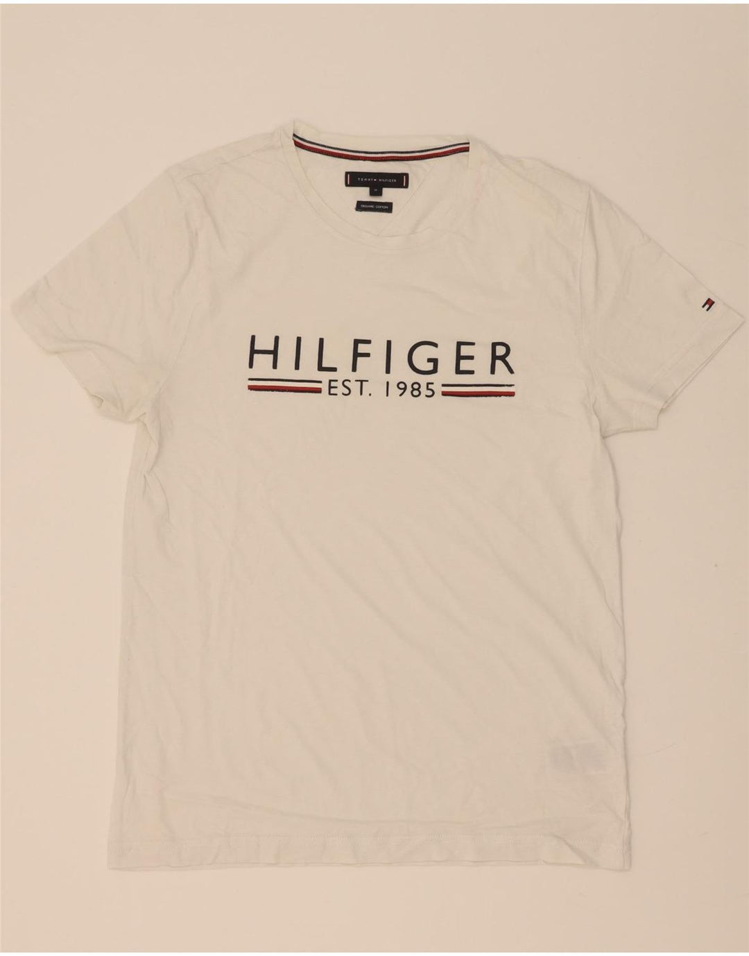 Tommy Hilfiger Herren-T-Shirt mit Grafik, mittelweiße Baumwolle