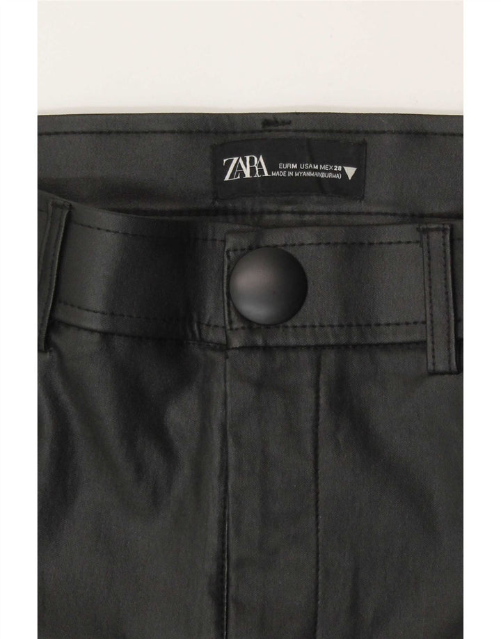 Zara Damen-Leggings aus Kunstleder, Größe M, W28, L28, Schwarz