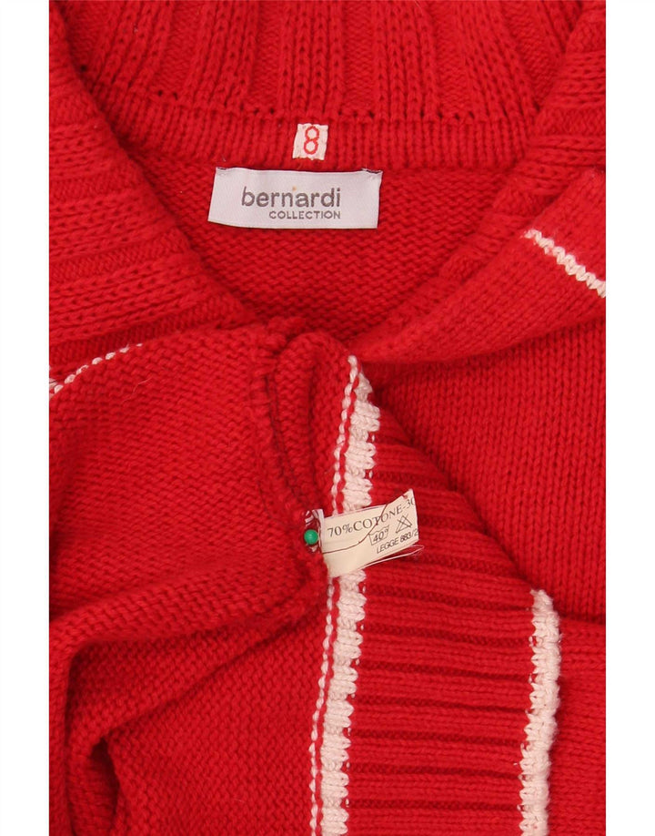 Bernardi Womens Graphic Full Zip Cardigan Pullover US 8 Mittelrote Baumwolle