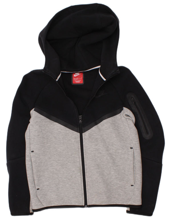 Nike Boys Zip Hoodie Sweater 10-11 Years Medium Grey Colourblock Cotton