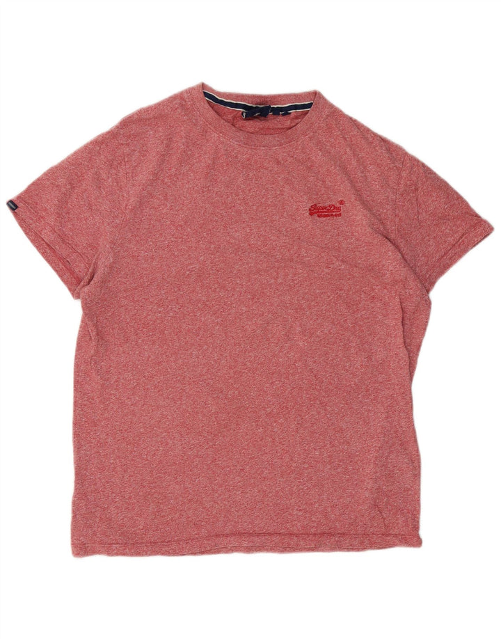 Superdry Herren-T-Shirt-Oberteil XL aus rot gefleckter Baumwolle