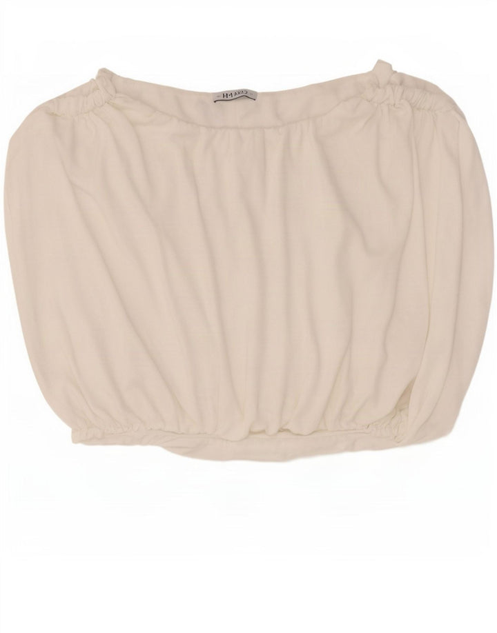 Zara Damen Ärmelloses Crop Top UK 12 Mittelweißes Polyester