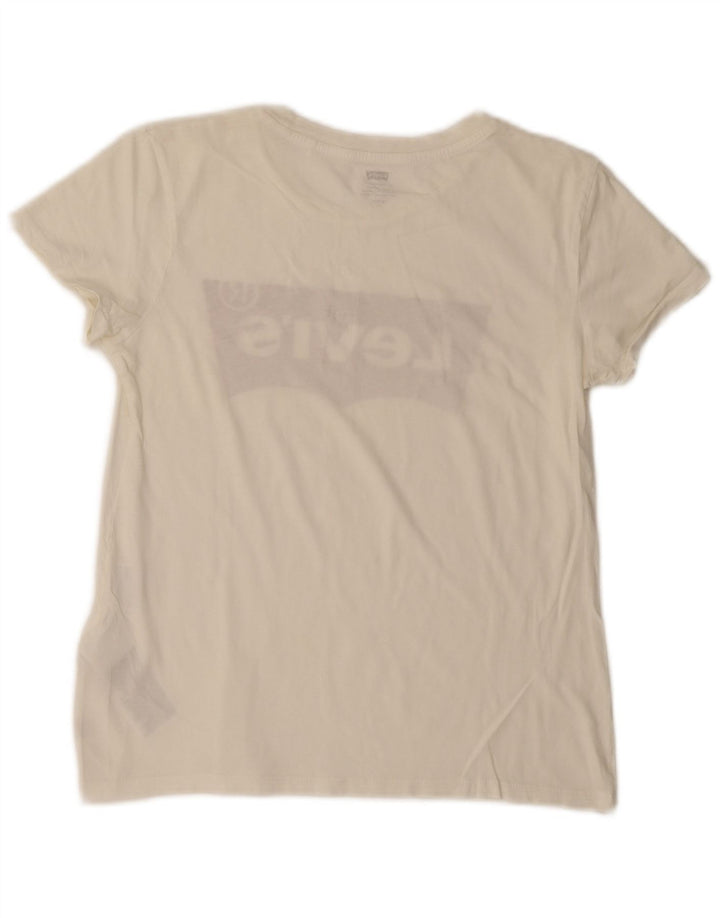 Levi's Damen-T-Shirt mit Grafik, UK 8, Größe S, weiße Baumwolle