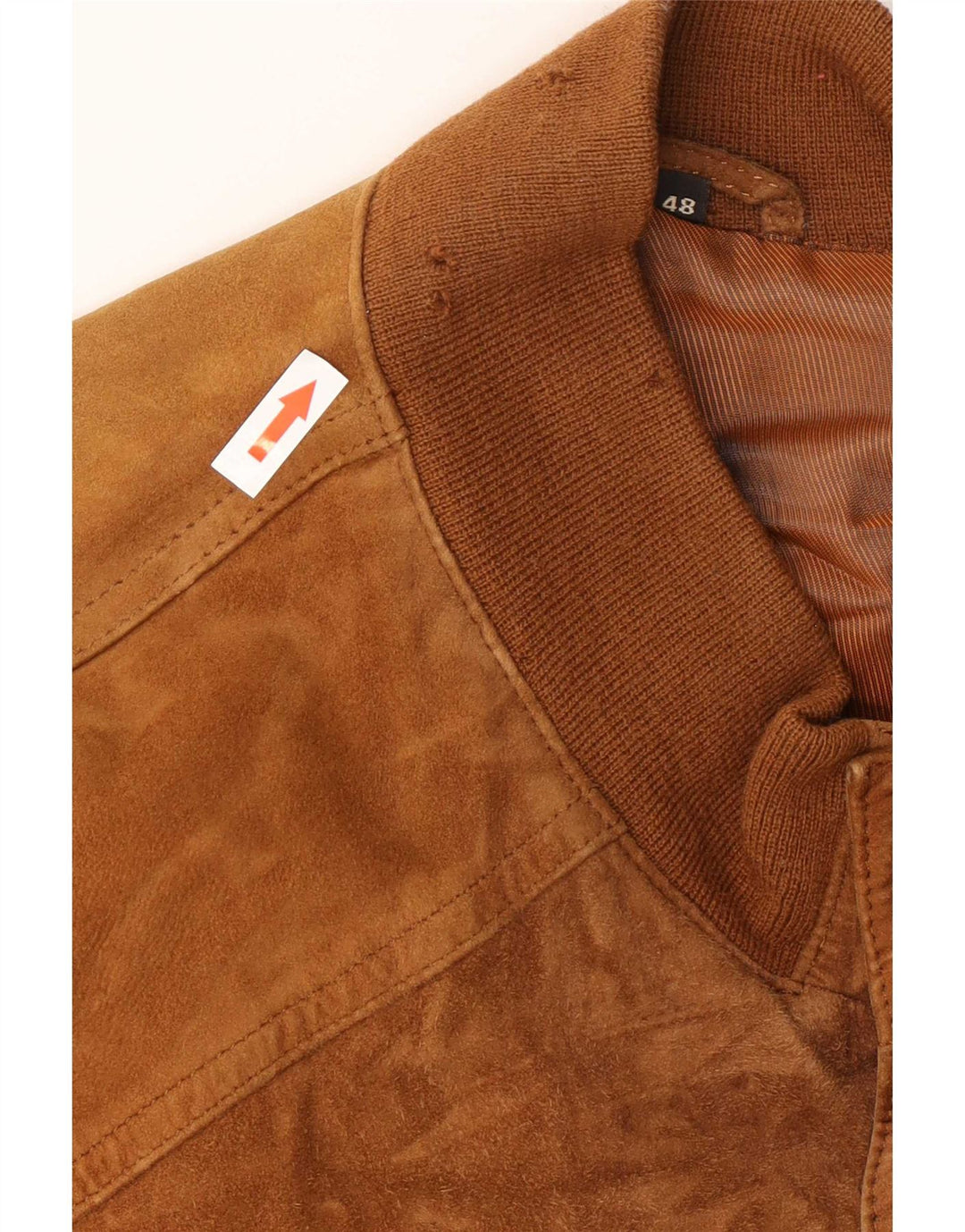 Vintage Herren Bomberjacke IT 48 Medium Beige Leder
