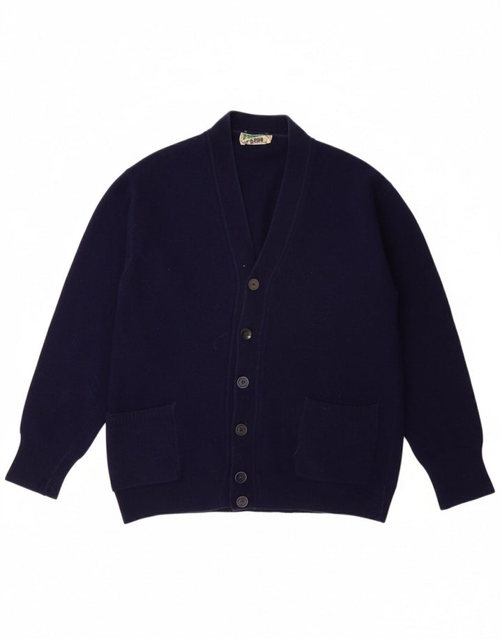 BENETTON Jungen-Cardigan-Pullover, 13–14 Jahre, marineblaue Wolle