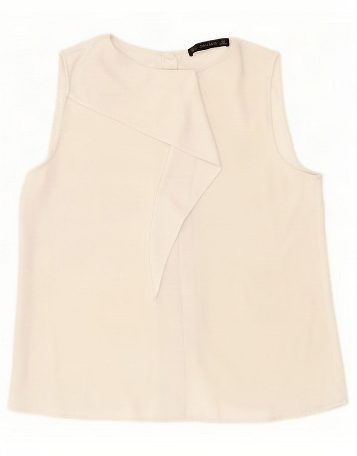 Ärmelloses Blusenoberteil für Damen von Zara, Größe 46, Weiß