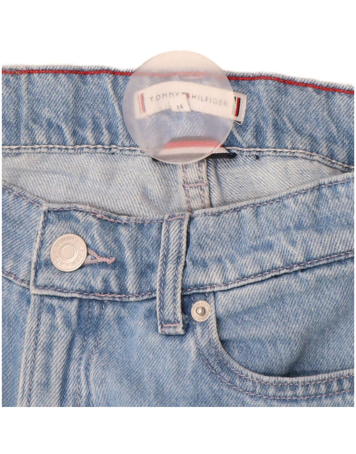 TOMMY HILFIGER Mädchen-Jeans mit weitem Bein, Acid-Waschung, 13–14 Jahre, W26 L27, Blau