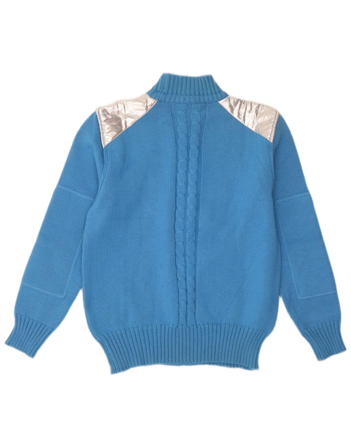 Vintage Damen Rollkragenpullover IT 44 Mittelblauer Farbblock