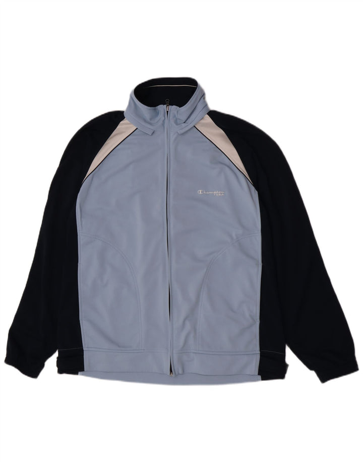 Champion Herren-Trainingsanzug-Top-Jacke, großes blaues Farbblock-Polyester