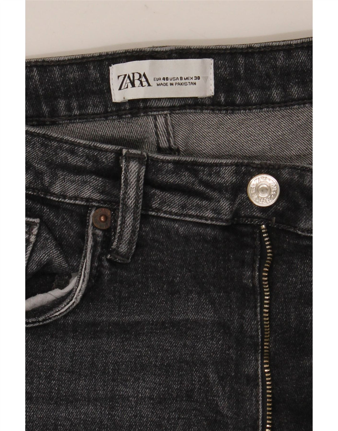 Zara Damen Straight Jeans EU 40 Medium W30 L26 Grau