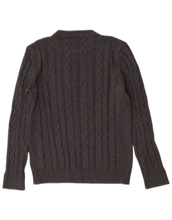 Refrigiwear Damen-Pullover mit Rundhalsausschnitt, mittelgraue Schurwolle