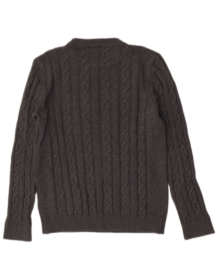 Refrigiwear Damen-Pullover mit Rundhalsausschnitt, mittelgraue Schurwolle