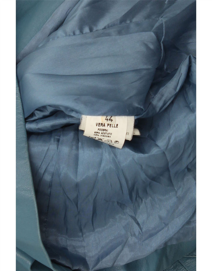 MAZZI Womens Leather Jacket IT 44 Medium Blue Leather Vintage Mazzi and Second-Hand Mazzi from Messina Hembry 