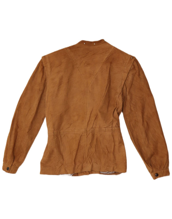 Vintage Damen Wildleder Bomberjacke IT 42 Medium Beige Leder