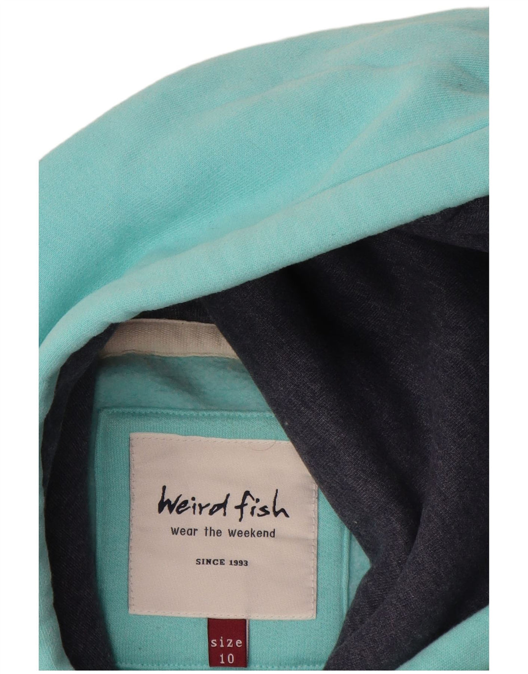 WEIRD FISH Grafik-Kapuzenpullover für Damen, UK 10, Größe S, Türkis, Baumwolle