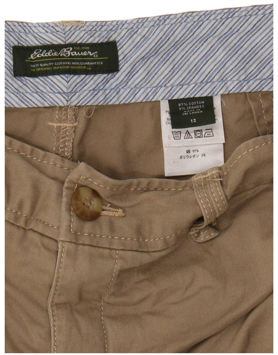 EDDIE BAUER Herren Bermudashorts US 12 Large W34 Beige Baumwolle