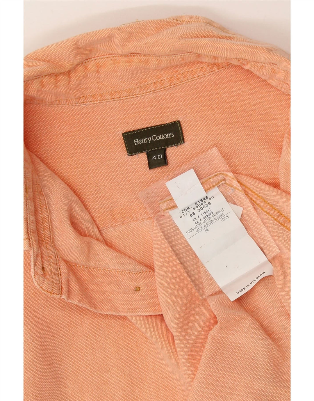 HENRY COTTONS Mens Shirt Size 40 Medium Orange Cotton Vintage Henry Cottons and Second-Hand Henry Cottons from Messina Hembry 