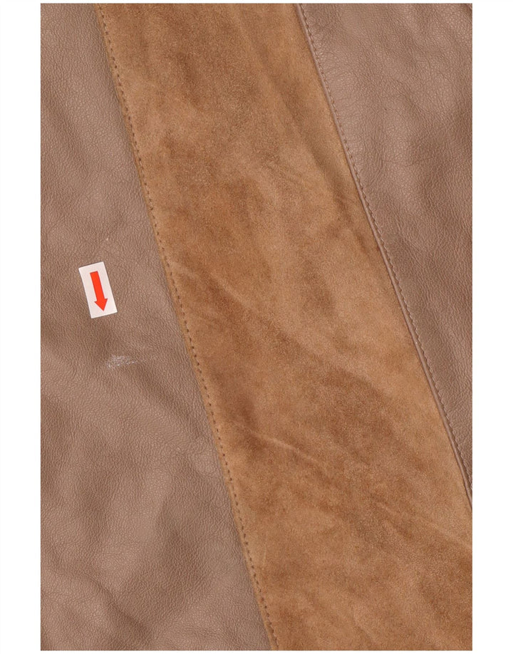 Norma Womens Loose Fit Ledermantel UK 14 Mittelbraun gestreift klassisch