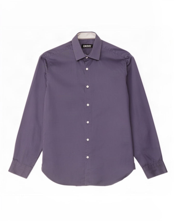 Dkny Herrenhemd, Größe 16, groß, marineblaue Baumwolle