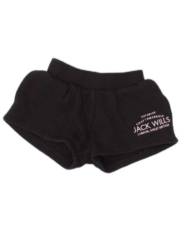 Jack Wills Mädchen-Sportshorts mit Grafik, 2–3 Jahre, schwarze Baumwolle