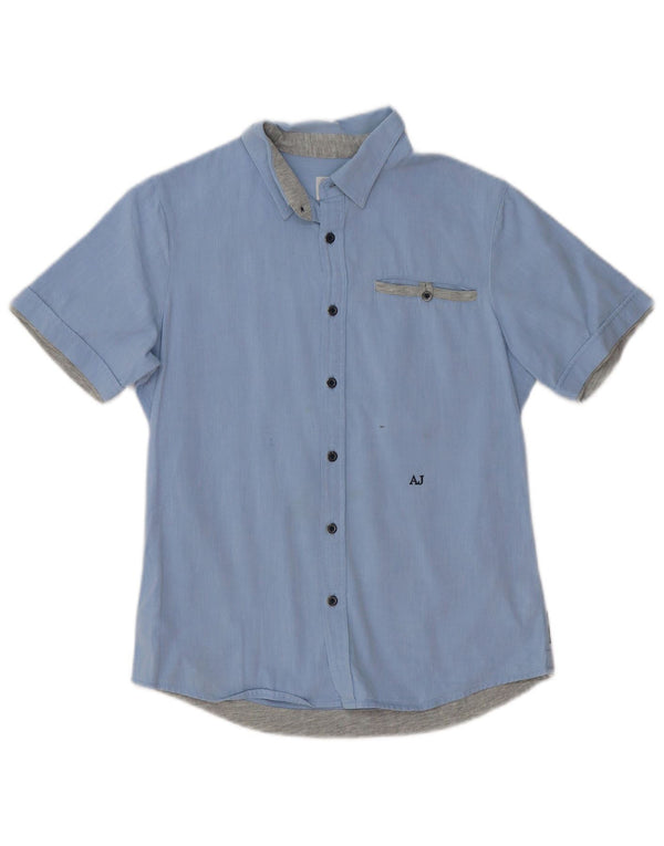 Armani Junior Jungen Kurzarmhemd 12–13 Jahre, blaue Baumwolle