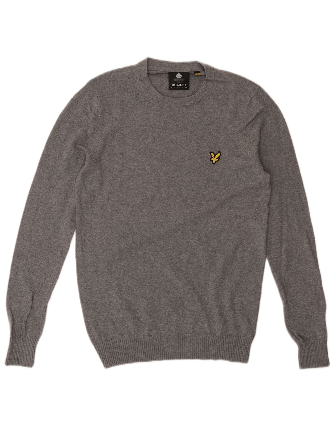 Lyle & Scott Herren-Pullover mit Rundhalsausschnitt, XS, graue Baumwolle