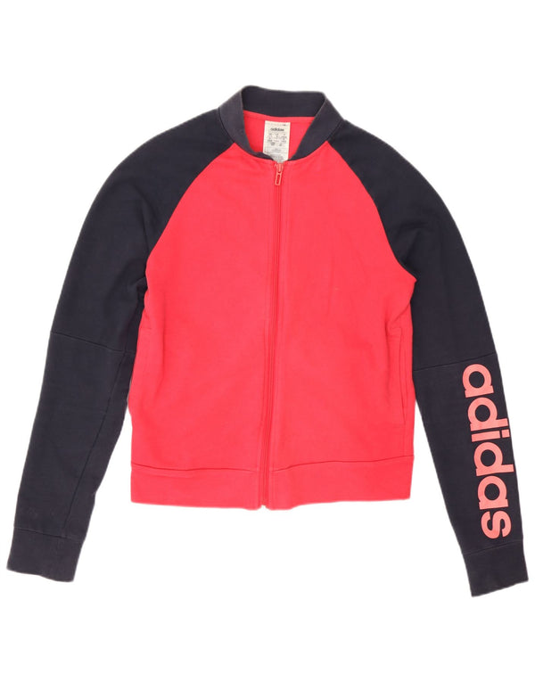 Adidas Womens Graphic Trainingsanzug Top Jacke UK 8/10 Small Pink Colourblock