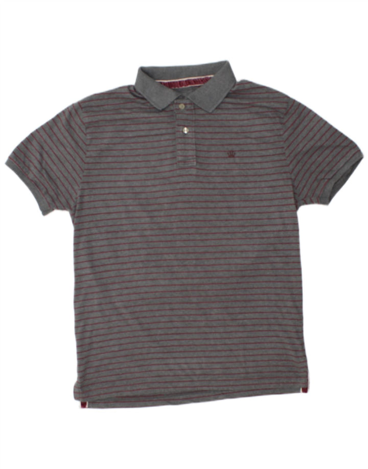 Scout Herren Poloshirt 2XL grau gestreift aus Baumwolle