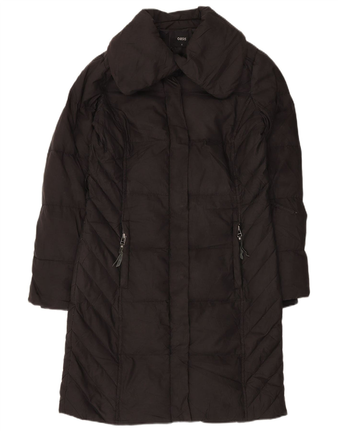 OASIS Damen Übergroßer gepolsterter Mantel UK 10 Small Schwarz Polyester