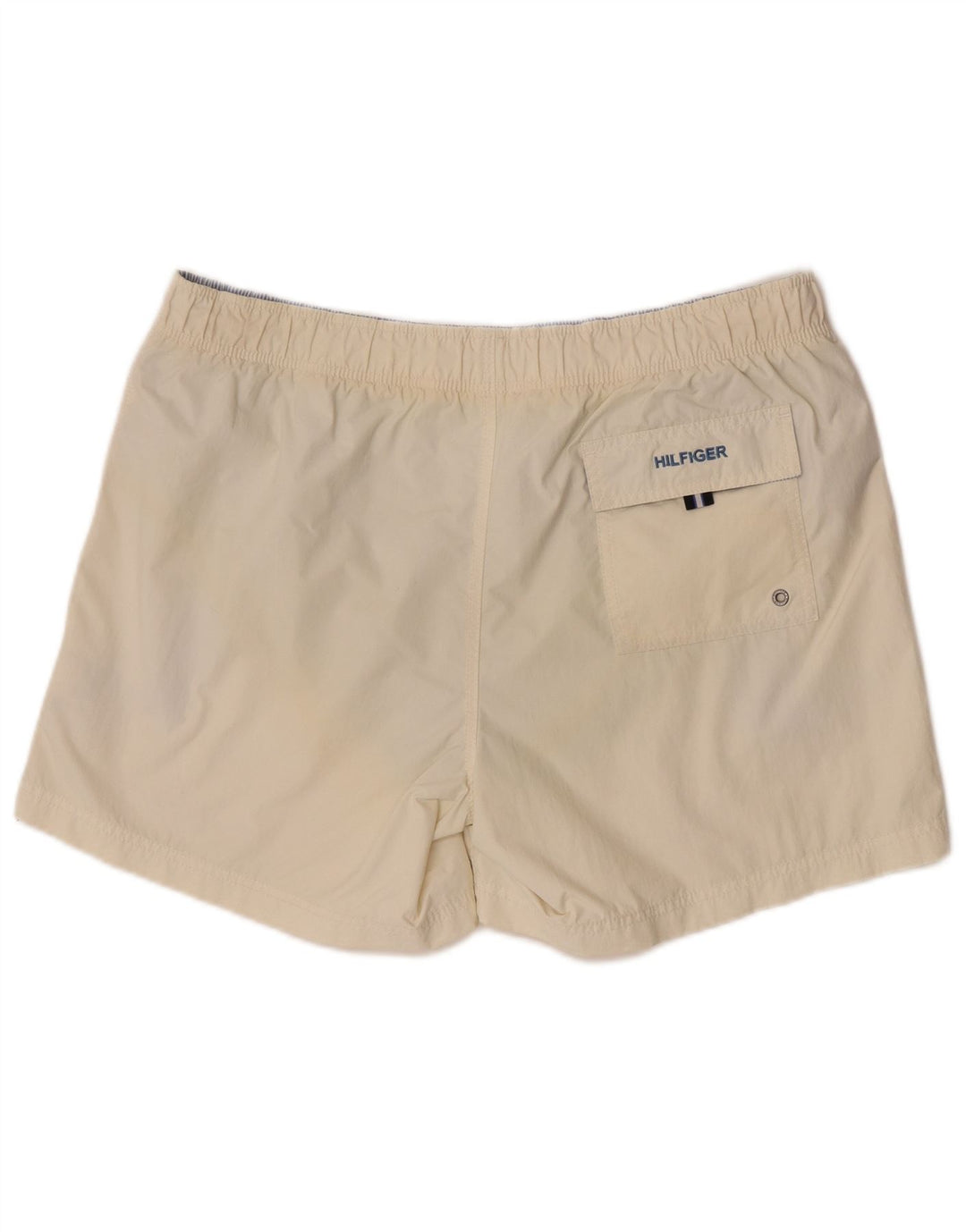 Tommy Hilfiger Herren-Badeshorts, groß, cremefarbenes Colourblock-Polyester