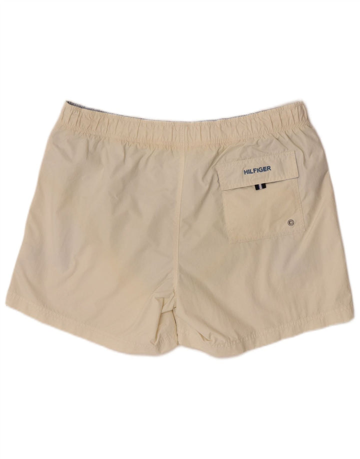 Tommy Hilfiger Herren-Badeshorts, groß, cremefarbenes Colourblock-Polyester