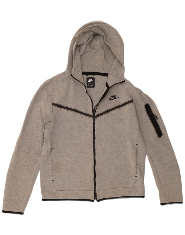 Nike Herren-Kapuzenpullover mit Reißverschluss, mittelgrau gefleckte Baumwolle