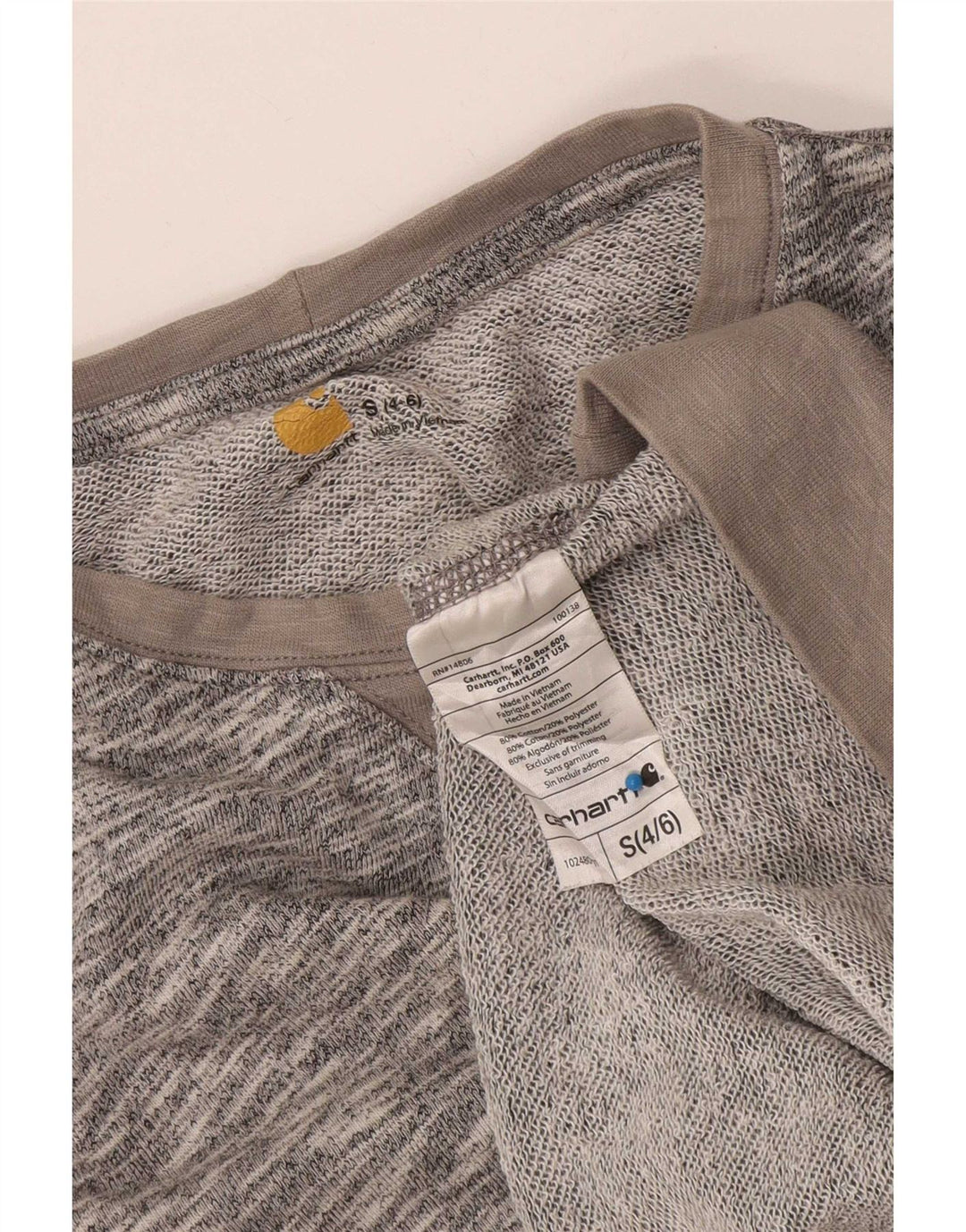 Carhartt Damen Sweatshirt-Pullover US 4/6 Small Grau gefleckte Baumwolle