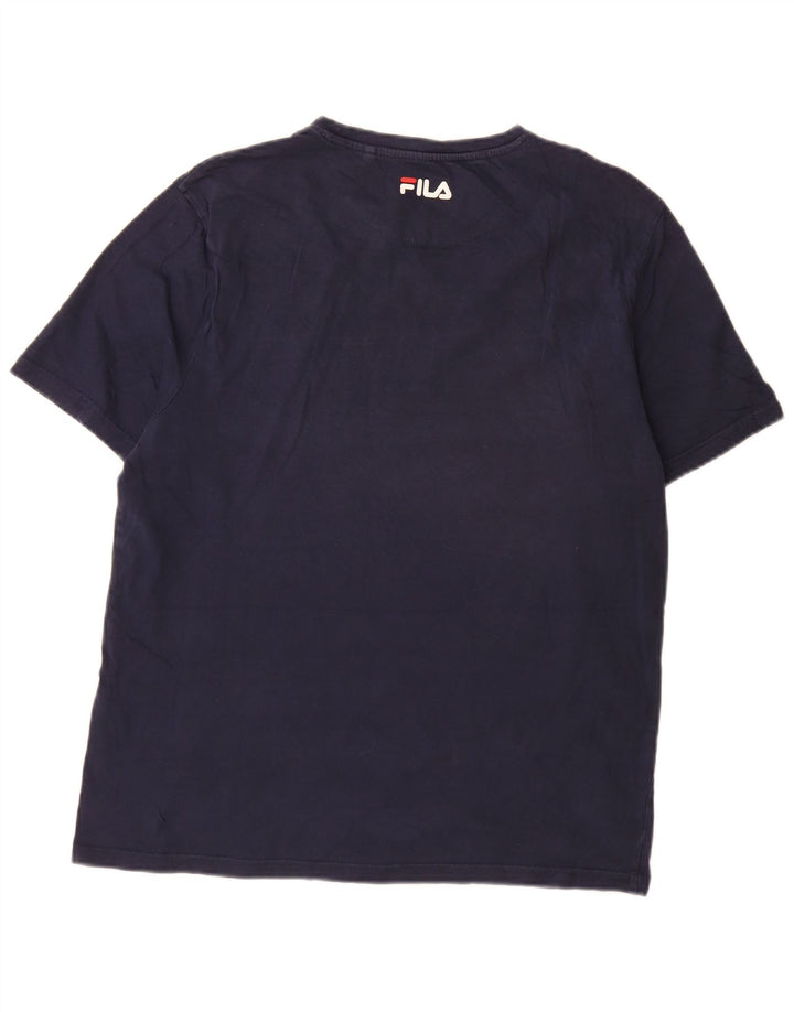 Fila Herren-T-Shirt-Oberteil, mittelgroß, marineblau, Colourblock-Baumwolle