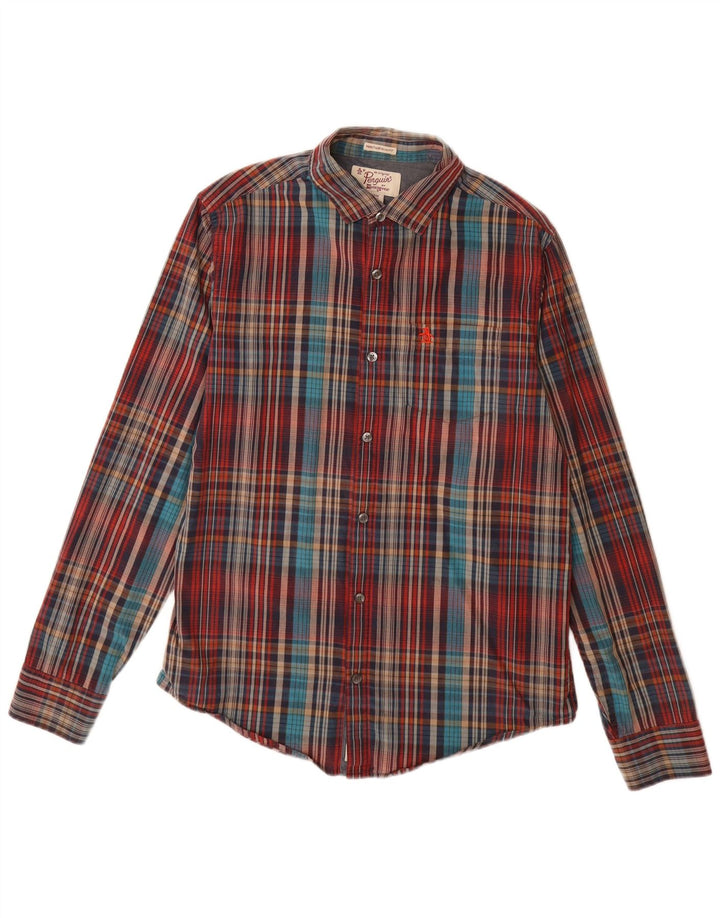 PENGUIN Mens Heritage Slim Fit Flannel Shirt Medium Multicoloured Check