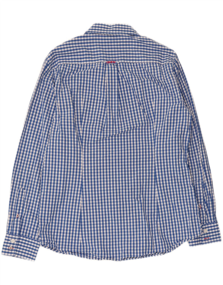Crew Clothing Herren-Hemd mit klassischer Passform, groß, blaues Gingham-Baumwolle