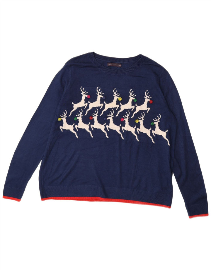 MARKS & SPENCER Damen-Pullover mit U-Boot-Ausschnitt, Gr. 40, Marineblau