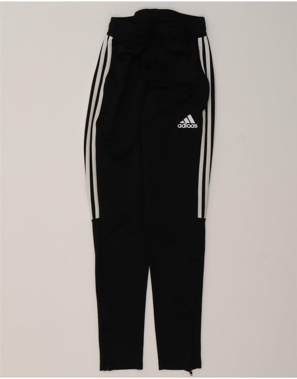 Adidas Damen Climalite Trainingshose UK 4 XS Schwarz gestreift Polyester