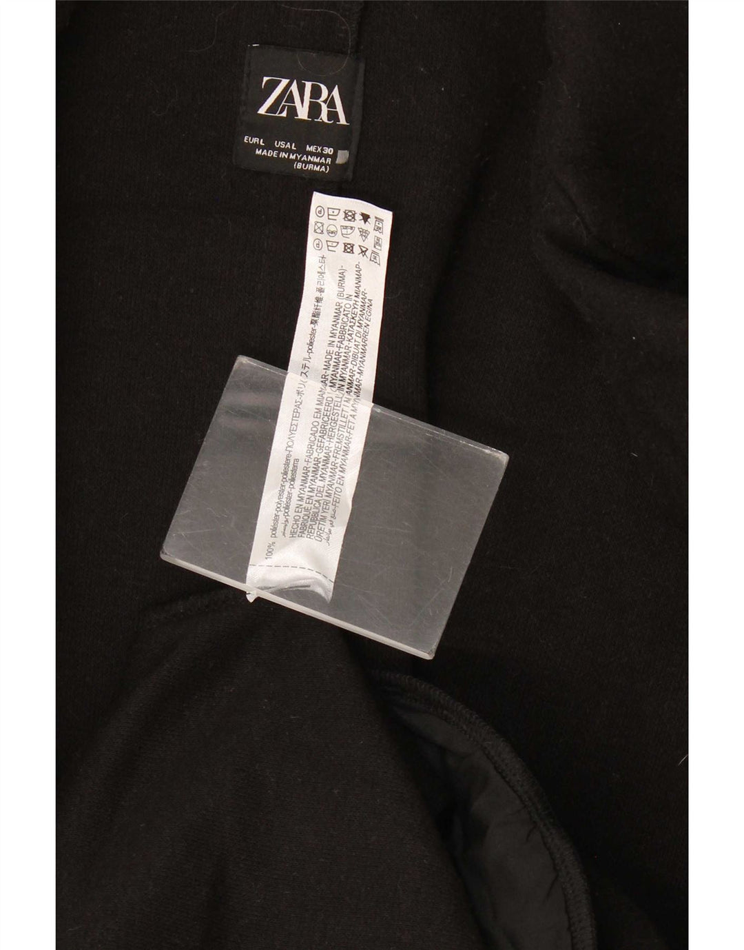 Zara Womens Open Overcoat UK 16 Large Schwarz Polyester