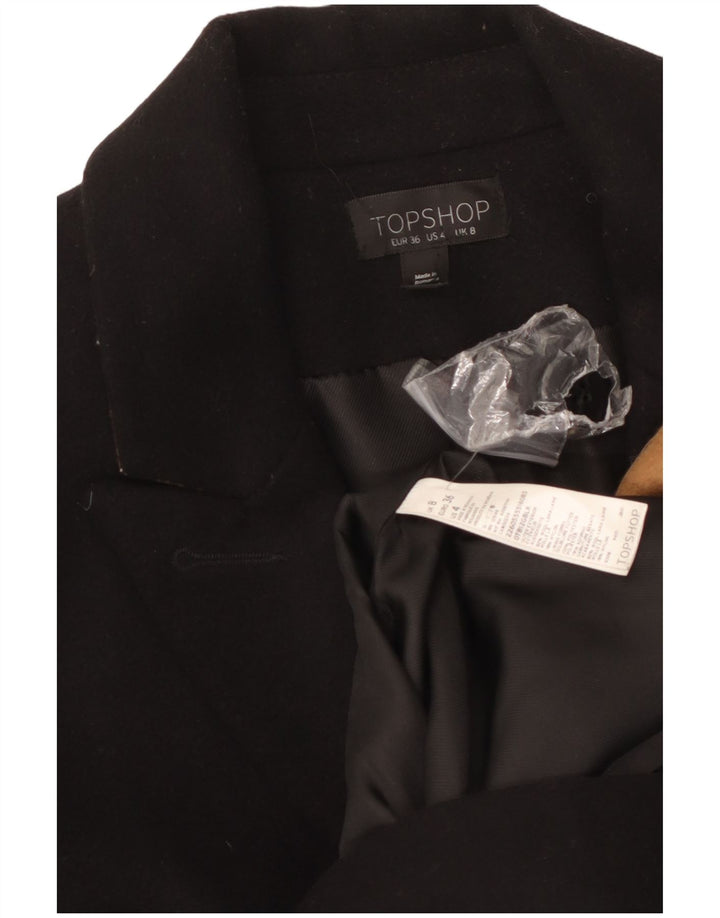 Topshop Damenmantel UK 8 Small Schwarze Wolle