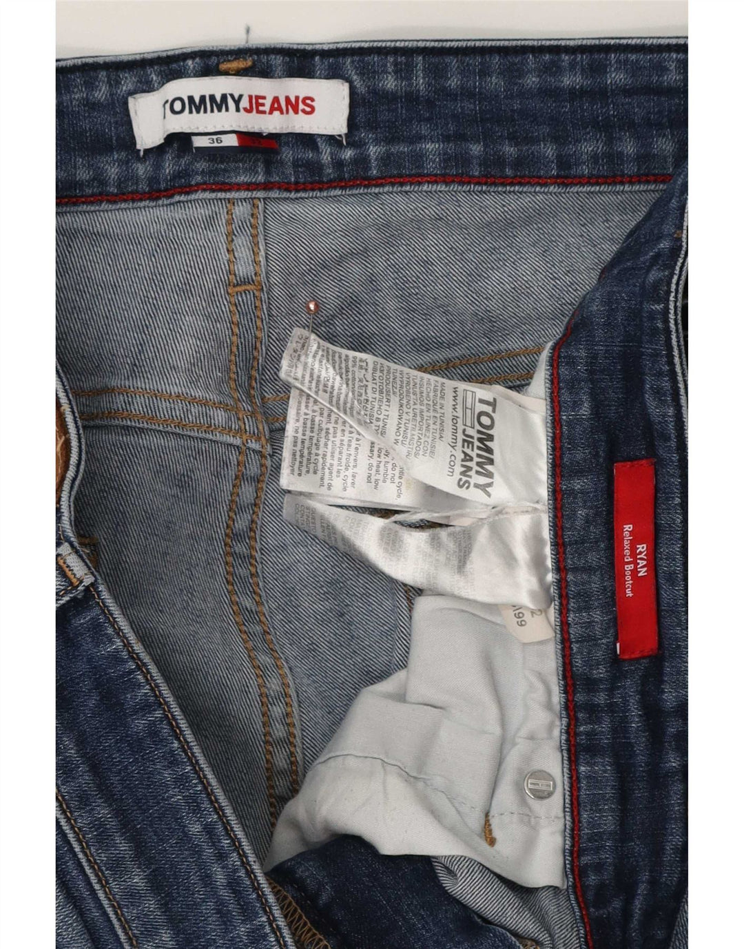 Tommy Hilfiger Herren Ryan Relaxed Fit Bootcut Jeans W36 L32 Blaue Baumwolle