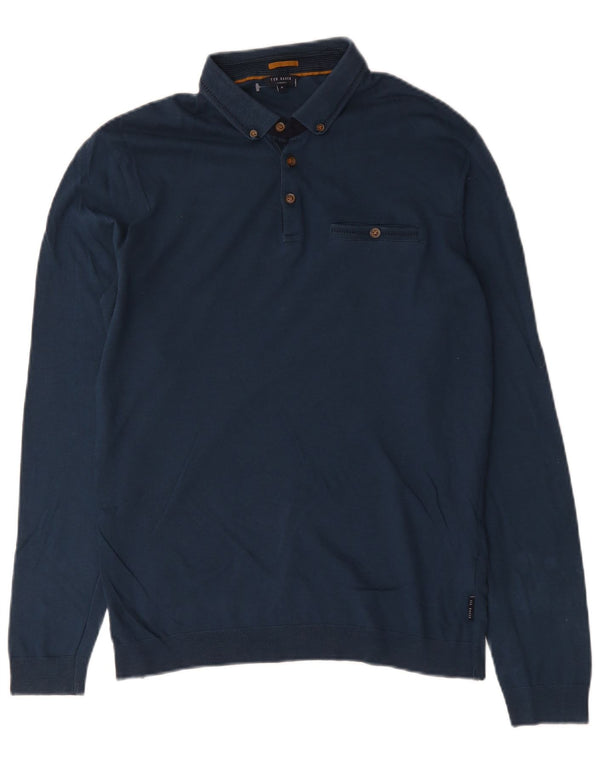 Ted Baker Herren-Langarm-Poloshirt, Größe 3, mittelgroß, marineblau, Baumwolle