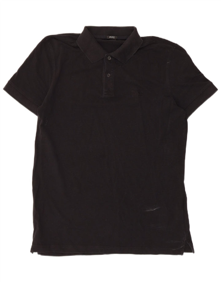 Hugo Boss Herren-Poloshirt, groß, schwarze Baumwolle