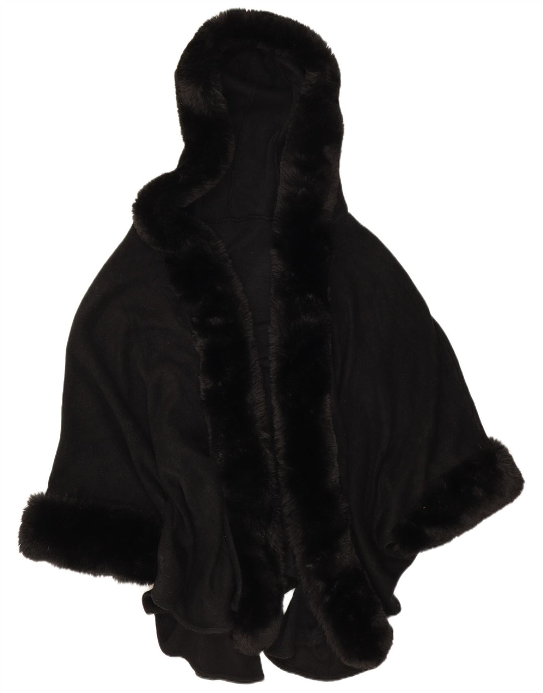 Vintage Damen Poncho-Mantel mit offener Kapuze, Einheitsgröße, Schwarz