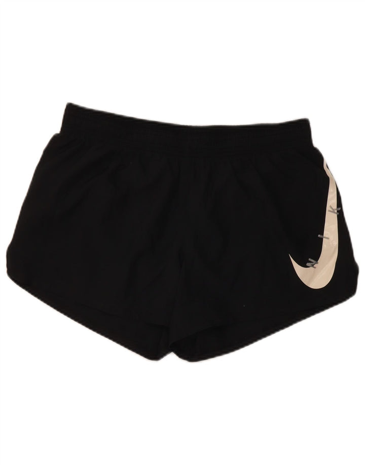 Nike Damen Dri Fit Graphic Sport Shorts UK 14 Medium Schwarz Polyester
