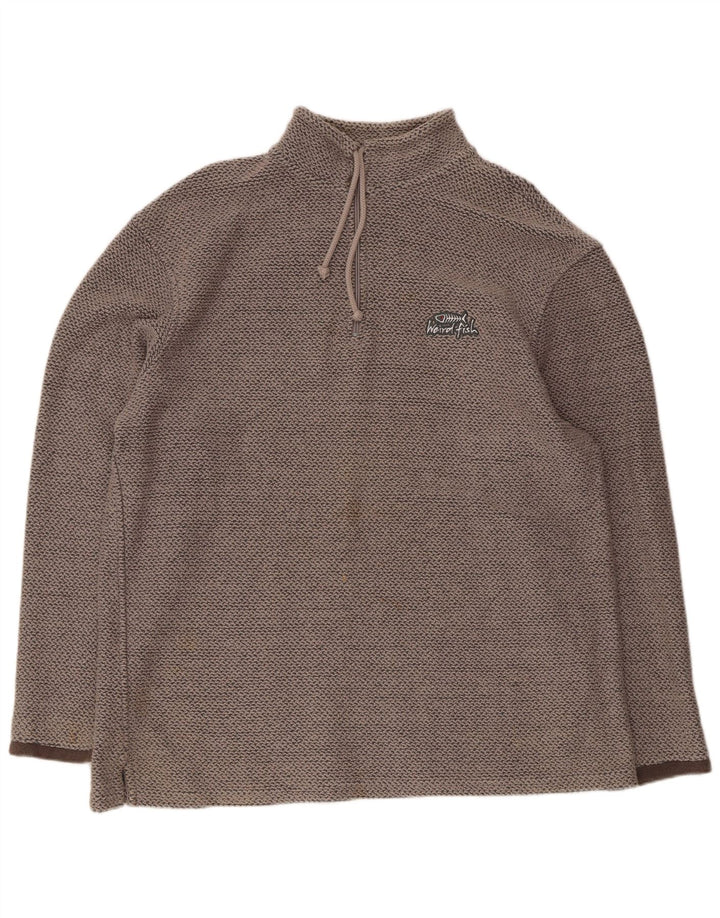 WEIRD FISH Herren-Sweatshirt mit Reißverschluss, XL, graue Baumwolle