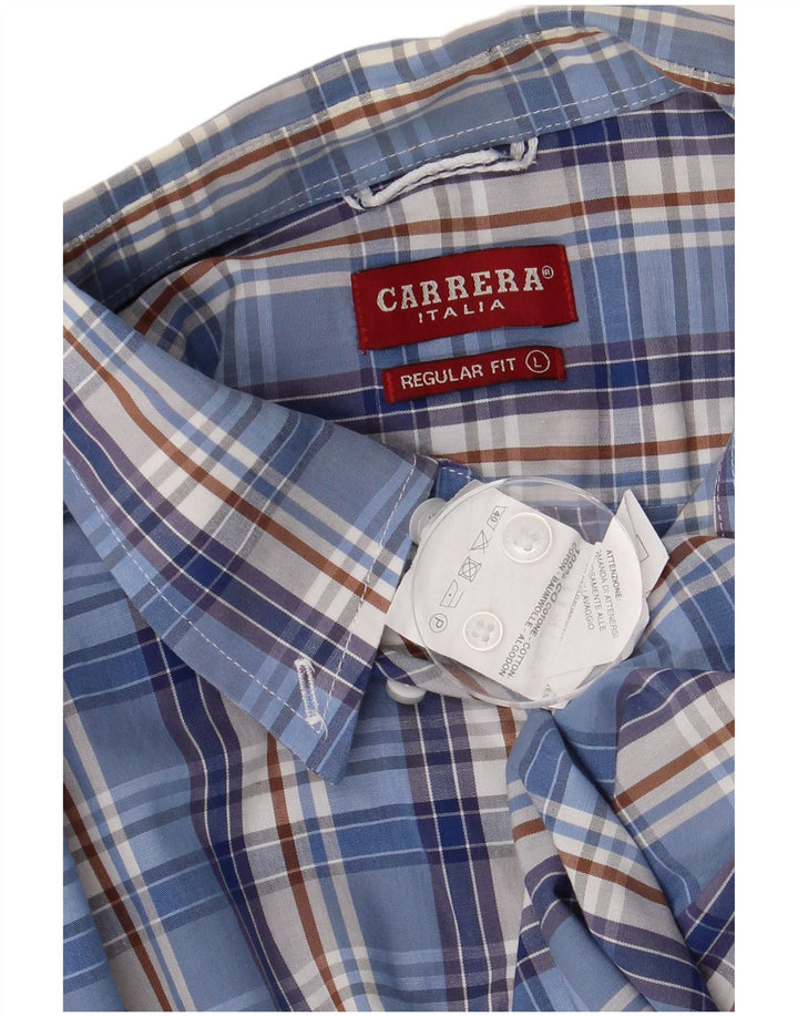 Carrera Herren-Hemd mit normaler Passform, groß, blau kariert, Baumwolle