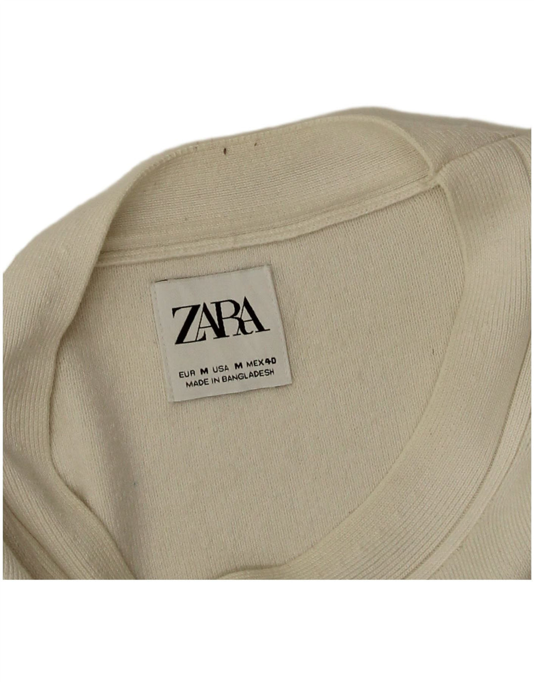 Zara Damen-Pullover mit U-Boot-Ausschnitt, UK 14, mittelweiße Viskose